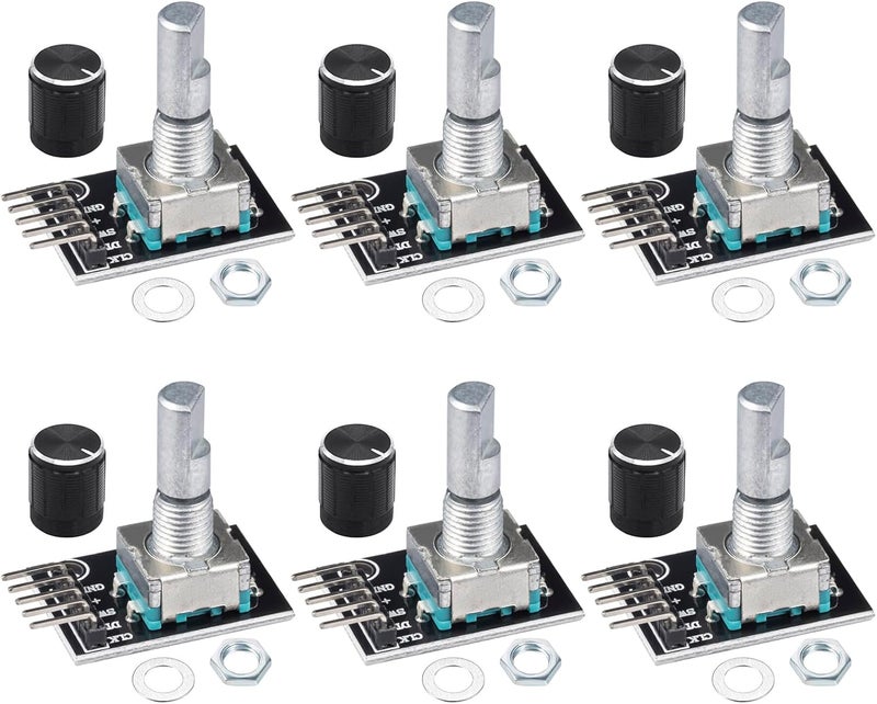 JTAREA KY-040 Rotary Encoder Module 360 Degree Switch Encoders with Knob Cap Brick Sensor Modules (Pack of 6pcs) - Image 1